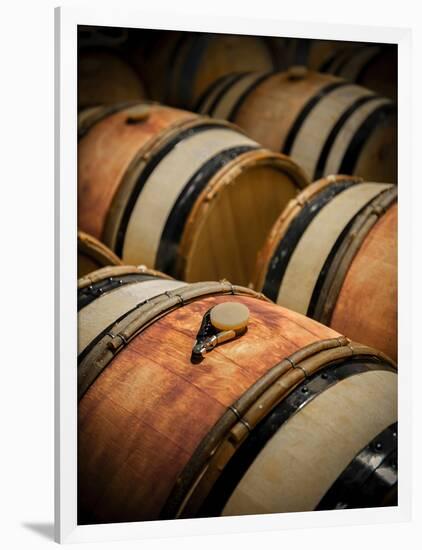 USA, Washington, Walla Walla. Barrel room in Walla Walla winery.-Richard Duval-Framed Photographic Print