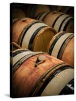 USA, Washington, Walla Walla. Barrel room in Walla Walla winery.-Richard Duval-Stretched Canvas