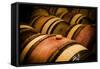 USA, Washington, Walla Walla. Barrel room in Walla Walla winery.-Richard Duval-Framed Stretched Canvas