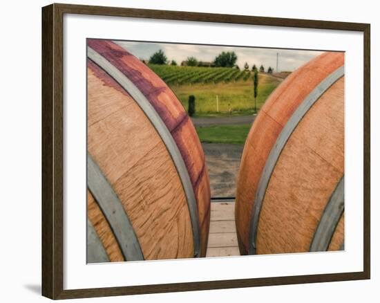 USA, Washington, Walla Walla. Barrels in Walla Walla wine country.-Richard Duval-Framed Photographic Print