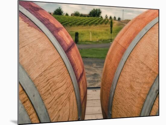 USA, Washington, Walla Walla. Barrels in Walla Walla wine country.-Richard Duval-Mounted Photographic Print
