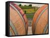 USA, Washington, Walla Walla. Barrels in Walla Walla wine country.-Richard Duval-Framed Stretched Canvas