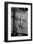 USA, Washington Woodinville. Red wine pouring into is captured in mid-air-Richard Duval-Framed Photographic Print