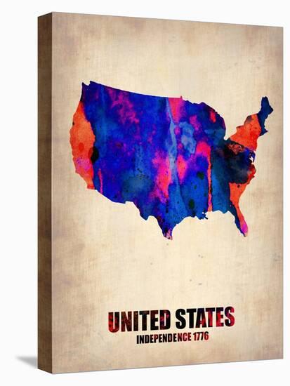 Usa Watercolor Map 1-NaxArt-Stretched Canvas