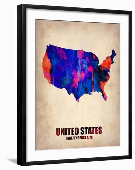 Usa Watercolor Map 1-NaxArt-Framed Art Print