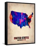 Usa Watercolor Map 1-NaxArt-Framed Stretched Canvas