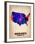 Usa Watercolor Map 1-NaxArt-Framed Art Print