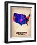 Usa Watercolor Map 1-NaxArt-Framed Art Print