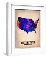 Usa Watercolor Map 1-NaxArt-Framed Art Print