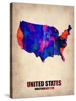 Usa Watercolor Map 1-NaxArt-Stretched Canvas