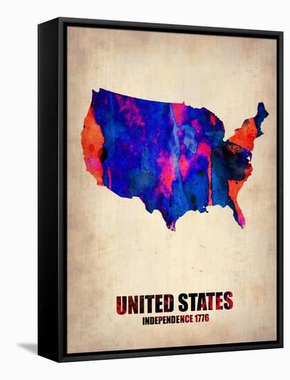 Usa Watercolor Map 1-NaxArt-Framed Stretched Canvas