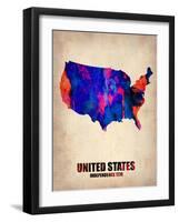 Usa Watercolor Map 1-NaxArt-Framed Art Print