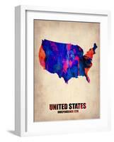 Usa Watercolor Map 1-NaxArt-Framed Art Print