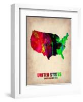 Usa Watercolor Map 2-NaxArt-Framed Art Print