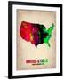 Usa Watercolor Map 2-NaxArt-Framed Art Print