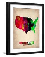 Usa Watercolor Map 2-NaxArt-Framed Art Print