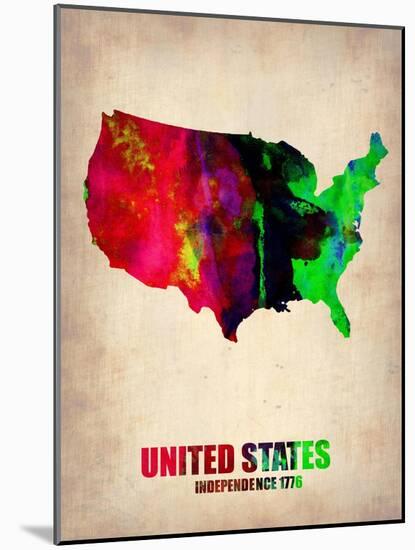 Usa Watercolor Map 2-NaxArt-Mounted Art Print