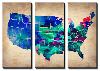 USA Watercolor Map 3-NaxArt-Stretched Canvas