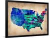 Usa Watercolor Map 3-NaxArt-Framed Art Print