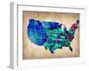 Usa Watercolor Map 3-NaxArt-Framed Art Print