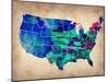 Usa Watercolor Map 3-NaxArt-Mounted Art Print