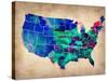 Usa Watercolor Map 3-NaxArt-Stretched Canvas