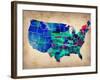 Usa Watercolor Map 3-NaxArt-Framed Art Print