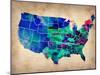 Usa Watercolor Map 3-NaxArt-Mounted Art Print