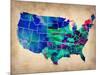 Usa Watercolor Map 3-NaxArt-Mounted Art Print