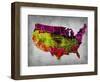 Usa Watercolor Map 4-NaxArt-Framed Art Print