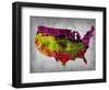 Usa Watercolor Map 4-NaxArt-Framed Art Print