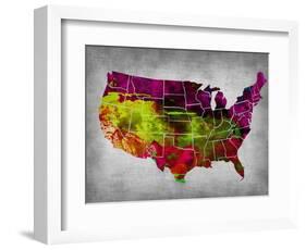 Usa Watercolor Map 4-NaxArt-Framed Art Print