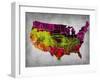 Usa Watercolor Map 4-NaxArt-Framed Art Print