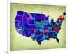 Usa Watercolor Map 5-NaxArt-Framed Art Print