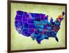 Usa Watercolor Map 5-NaxArt-Framed Art Print