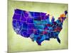 Usa Watercolor Map 5-NaxArt-Mounted Art Print