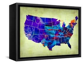 Usa Watercolor Map 5-NaxArt-Framed Stretched Canvas