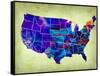 Usa Watercolor Map 5-NaxArt-Framed Stretched Canvas