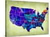 Usa Watercolor Map 5-NaxArt-Stretched Canvas