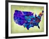 Usa Watercolor Map 5-NaxArt-Framed Art Print