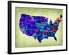 Usa Watercolor Map 5-NaxArt-Framed Art Print