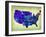 Usa Watercolor Map 5-NaxArt-Framed Art Print