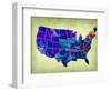 Usa Watercolor Map 5-NaxArt-Framed Art Print