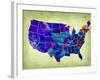 Usa Watercolor Map 5-NaxArt-Framed Art Print