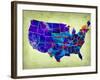 Usa Watercolor Map 5-NaxArt-Framed Art Print