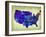 Usa Watercolor Map 5-NaxArt-Framed Art Print