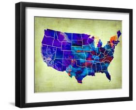 Usa Watercolor Map 5-NaxArt-Framed Art Print