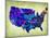 Usa Watercolor Map 5-NaxArt-Mounted Art Print