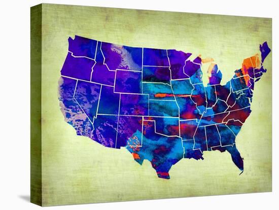 Usa Watercolor Map 5-NaxArt-Stretched Canvas