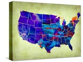 Usa Watercolor Map 5-NaxArt-Stretched Canvas